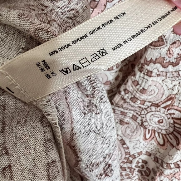 Anthropologie Lilka Dress Women Large Pink Paisley Flowy Keyhole Mini Boho B16 - Picture 6 of 11